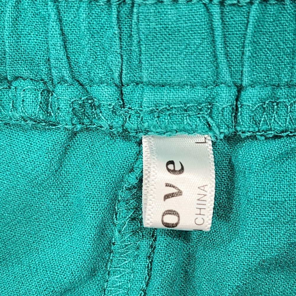 Beyove Shorts Womens L Green Gauze Cotton Sweat Elastic Waist Casual Summer - Picture 4 of 11